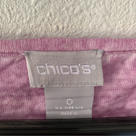 Chicos Embroidered Linen Lilac Top - Picture 6 of 10